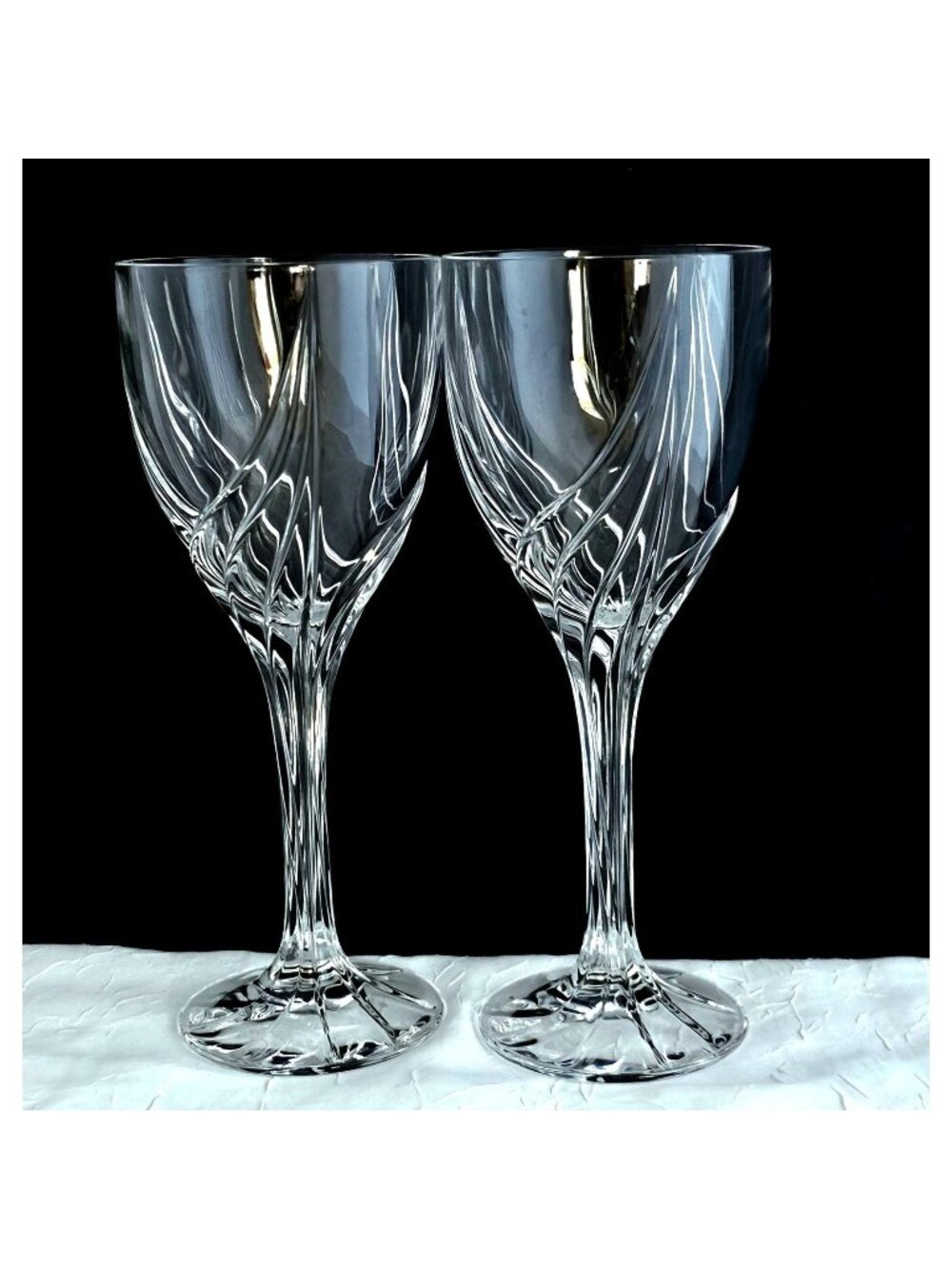 Lenox Crystal Debut Water Glasses 8.25" set-2 vertical swirl fine cut crystal